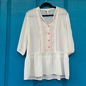 Matilda Jane Sheer Blouse w Swiss Dot Detail sz M